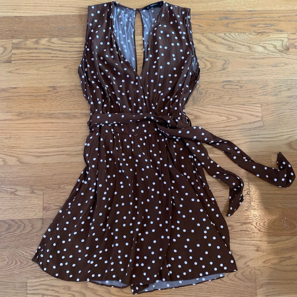Zara Brown Polka Dot Romper